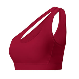 SEXYWG Sexy One Shoulder Solid Sports Bra Women Fitness Yoga Bras Gym Padded Sport Tops Athletic Vest Running Push Up Brassieres