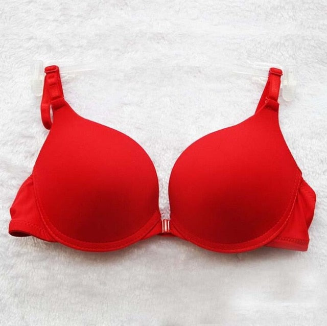 New Fashion Sexy Simple Push Up Bra Front Button Candy Color A B C Cup Women Underwear Brassiere Lingerie Bralette