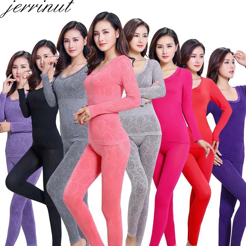 Jerrinut Thermal Underwear Women Long Johns Women For Winter Warm Long Johns Cotton Sexy Thermal Underwear Set For Women
